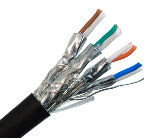 CAT7A grootmaat Ethernet-kabel, 10G binne / buite dubbele afgeskermde soliede koper S / FTP, 23 AWG 1000ft